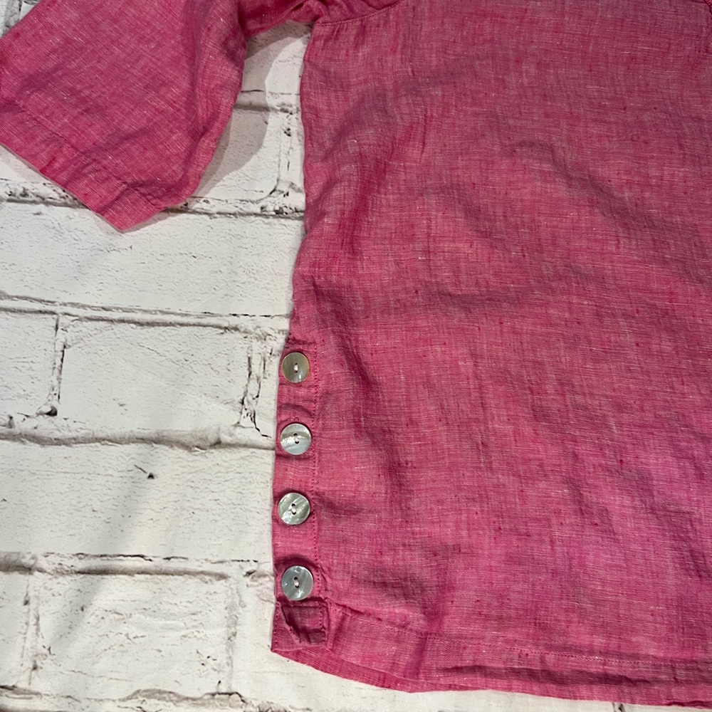Tahari Pink Linen Blouse - Picture 5 of 7